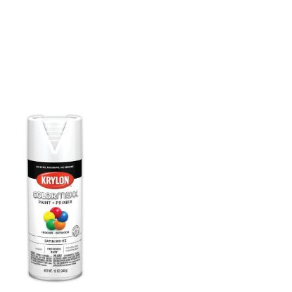 Picture of Krylon® Industrial Colormaxx Paint + Primer  Satin  White  12 Oz. Part# - K05577007