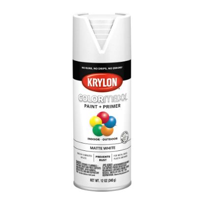 Picture of Krylon® Industrial Colormaxx Paint + Primer  Matte  White  12 Oz. Part# - K05591007