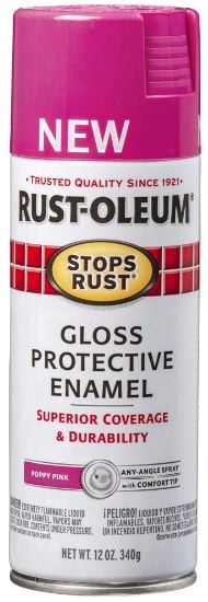 Picture of Rust-Oleum® Stops Rust Spray Paint Gloss Poppy Pink  12 Oz. Part# - 347026