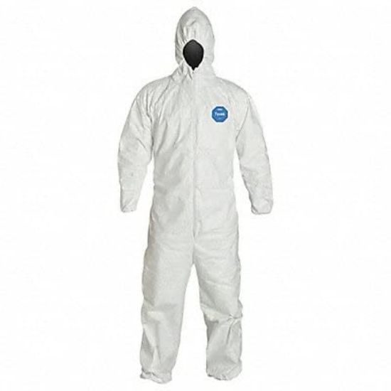 Picture of Dupont Tyvek Coveralls Zip Frtatt Hood Ela Wrsts & Ank Part# - D13398184