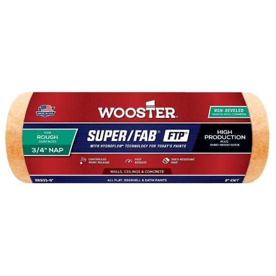 Picture of Wooster 9" Non-Beveled Super/Fabftp 3/4" Roller Cover Part# - 0Rr9330090