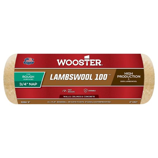 Picture of Wooster 9" Lambswool 100 3/4" Nap Roller Cover Part# - 00R2920090