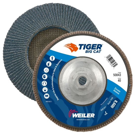 Picture of Weiler® 7" Tiger Disc Big Cat Abr Flap Disc Phenolic Bk Part# - 50843