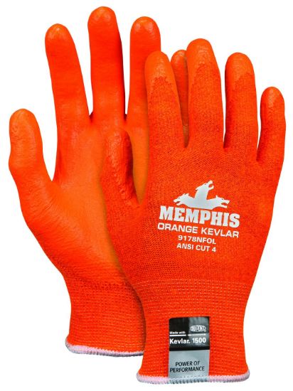 Picture of Mcr Safety Orange Kevlar Nitrile Palm And Fingers Part# - 9178Nfoxl