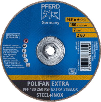 Picture of Pferd 7" X 5/8-11 Polifan Fd Flat Psfextra Zirc 60G Part# - 60509