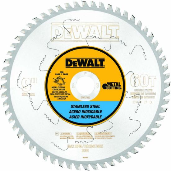 Picture of Dewalt® 9In 60T S.Stl Mtl Cutting 1In Arbor Part# - Dwa7968