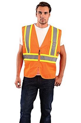 Picture of Occunomix Class 2 Mesh Vest  2 Tone  Zip Close  Sm  Or Part# - Eco-Im2Tz-Os