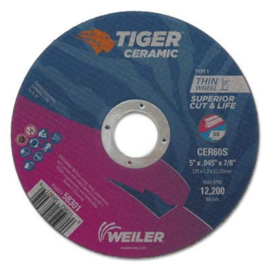 Picture of Weiler® 5 X .045 Tiger Ceramic T1 Cw Cer60S  7/8 Ah Part# - 58301