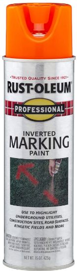 Picture of Rust-Oleum® Inverted Marking Paint Fluor. Orange  15 Oz. Part# - 2554838