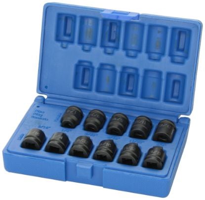 Picture of Grey Pneumatic 3/8" Drive 11 Pc. Pipe Plug Socket Set Part# - 1211P