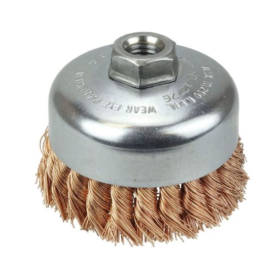 Picture of Weiler® 4" Single Row Cup Brushknotted Wire .020 Brinze Part# - 12776