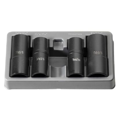 Picture of Grey Pneumatic 1/2" Drive 4 Piece "Flip" Socket Set Part# - 1504Fw