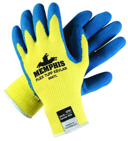 Picture of Mcr Safety Bear Kat 13Ga Kevlar Blue Latex Dip Palm/Finger Part# - 9687Xl