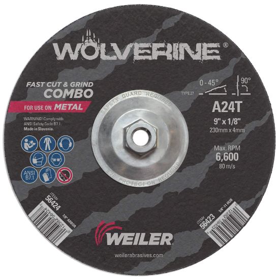 Picture of Weiler® 9" X 1/8" Type 27 Cutting & Light Grind Part# - 56423