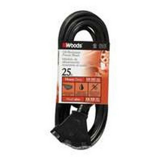 Picture of Woods Wire Cord Extension 25 Ft Power Block 3 Outlet 14/3 Part# - 2451