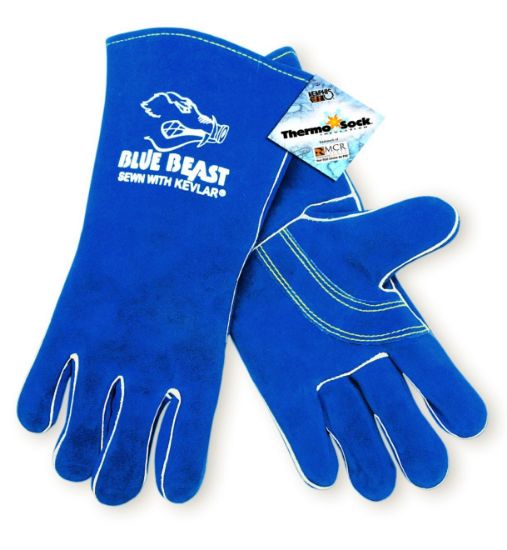 Picture of Mcr Safety 13" Blue Beast Welders Gloves Reinforced Part# - 4600