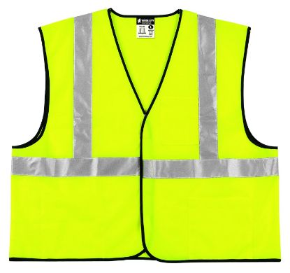 Picture of Mcr Safety Class Ii Solid Poly Fluorescent Lime Safety Vest Part# - Vcl2Slx3