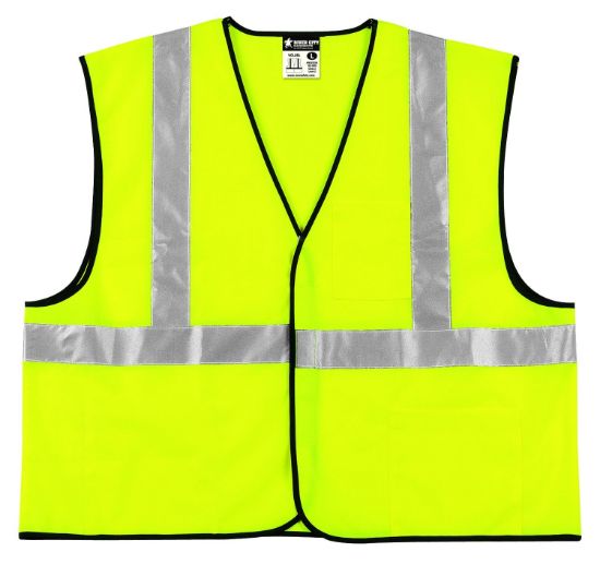 Picture of Mcr Safety Class Ii Solid Poly Fluorescent Lime Safety Vest Part# - Vcl2Slx3