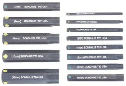 Picture of Bondhus® 13Pc Star Prohold Socketbit Set 2" Part# - 32037