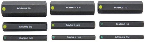 Picture of Bondhus® 9Pc Inch Prohold Socketbit Set 2" Part# - 33299