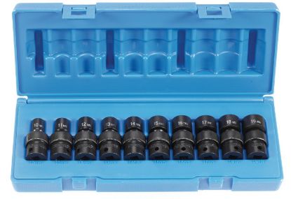 Picture of Grey Pneumatic 3/8" Drive 10 Piece Universal Metric Set Part# - 1210Um