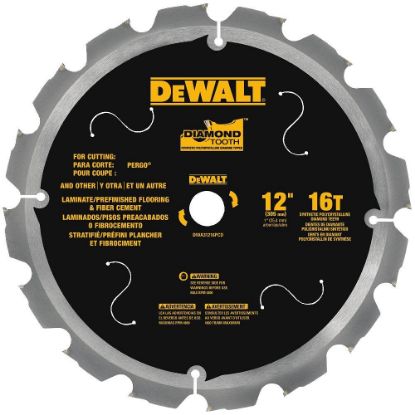 Picture of Dewalt® Shell 12In 16T Pcd Tipped Lamint Saw Bld Part# - Dwa31216Pcd