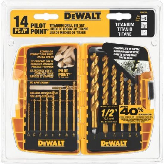 Picture of Dewalt® 14Pc Titanium Pp Drill Bit Set W/1/2" Part# - Dw1354