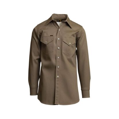 Picture of Lapco Shirt - Khaki Light Weight Twill W Pearl Snaps Part# - 850-L