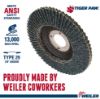 Picture of Weiler® 4-1/2" Tiger Paw Abrasive Flap Disc- Angled- 36Z Part# - 51118