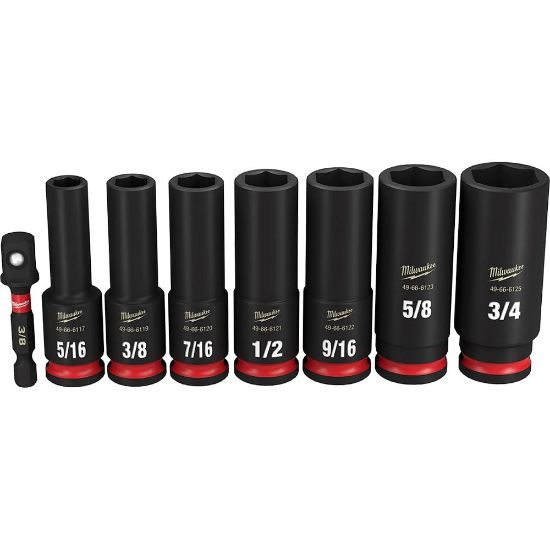 Picture of Milwaukee® Tool 8Pc Shockwave Imp Duty 3/8"" Dr Sae Deep 6Pt Skt Part# - 49-66-7024