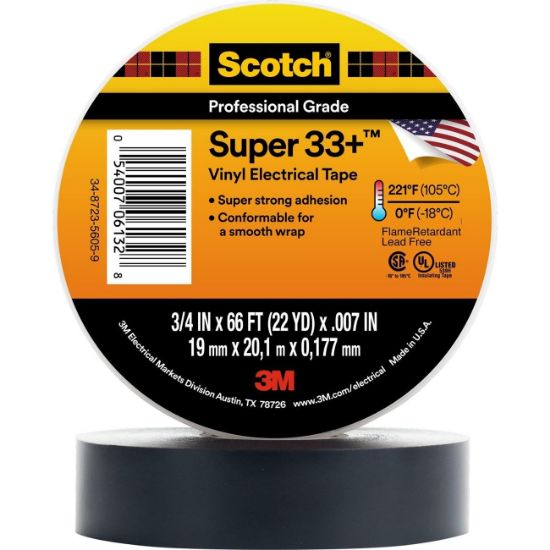 Picture of Scotch® Scotch Super 33+ Vyl Elect Tp 1X36Y Bk Part# - 7000043003