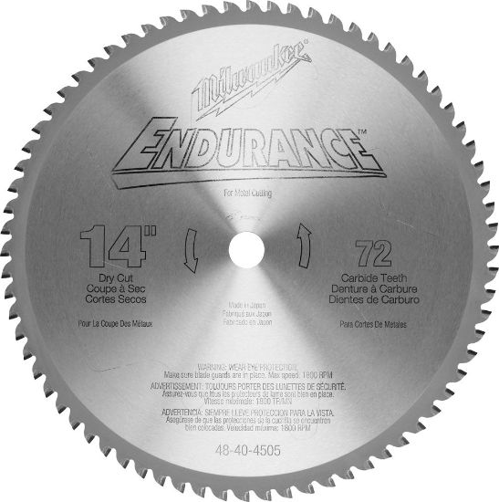 Picture of Milwaukee® Tool 14" Circular Saw Blade Dry Cut 72T Part# - 48-40-4505