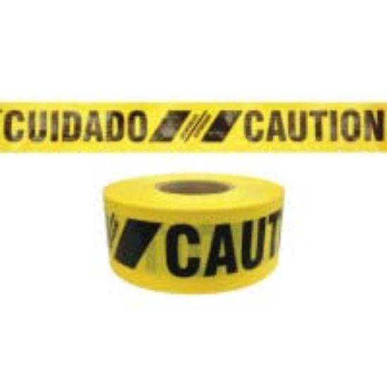 Picture of Presco Reinforced Caution Cuidado Tape 3" X 500' Part# - Sbr35Xy13