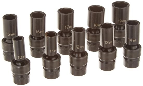 Picture of Grey Pneumatic 3/8" Drive 10 Piece Semi-Deep Metric Universal S Part# - 1210Umsd