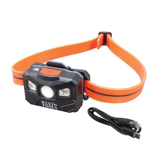 Picture of Klein Tools Rechrgbl Headlamp  Silicone Strap  400Lm Autooff Part# - 56064