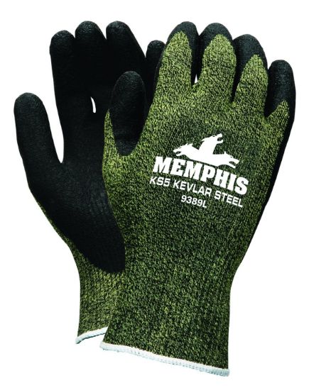 Picture of Mcr Safety Ks-5  13 Ga Kevlar Ss/Nylon  Blk Latex Dip Palm Part# - 9389S