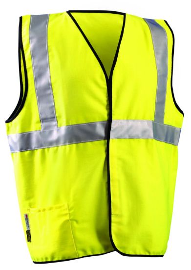 Picture of Occunomix Classic Fl Resist Cottonsolid Vest  Cl 2  Yw  M Part# - Lux-Sscgfr-Ym