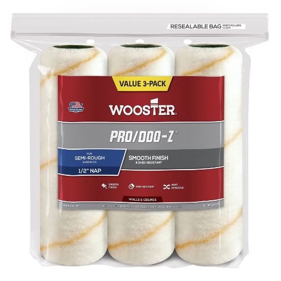 Picture of Wooster 9" Pro/Doo-Z 1/2" Nap 3-Pk Roller Covers Part# - 0Rr7240090