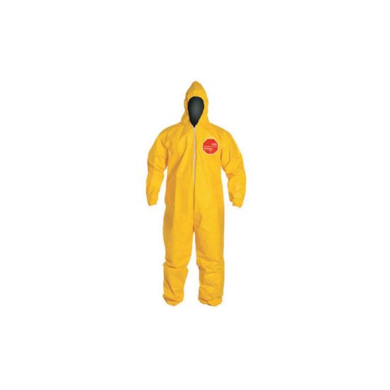 Picture of Dupont Tychem Qc Coverall Yellow Zip Ft Sg Hd Ela Wrist Part# - D13396906