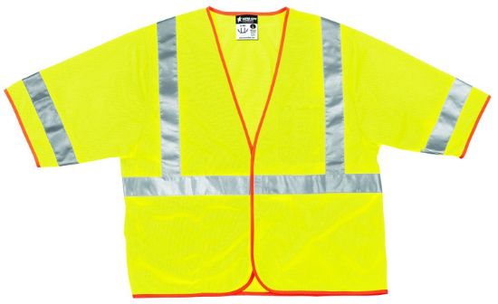 Picture of Mcr Safety Lum Class Iii Poly Fluorescent Lime Mesh Safety Part# - Cl3Mlx3