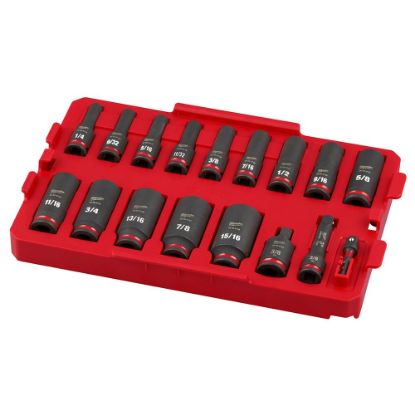 Picture of Milwaukee® Tool Shockwave Imp Duty Skt 3/8 Dr 17Pc Sae Tray Part# - 49-66-6815