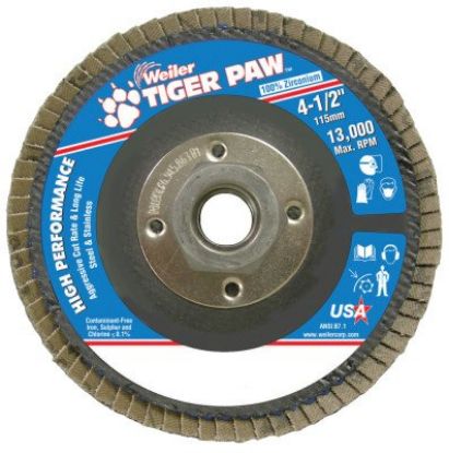 Picture of Weiler® 4-1/2" Tiger Paw Abrasive Flap Disc- Flat- - 40Z Part# - 51113