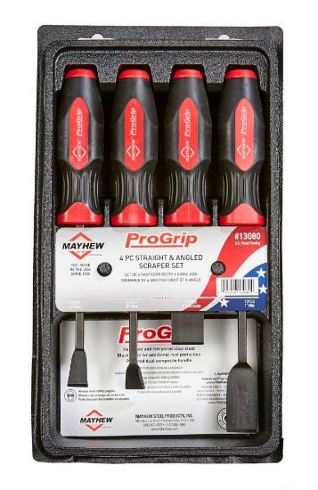 Picture of Mayhew™ Tools 4 Pc Progrip Straight &Angled Scraper Set Part# - 13080