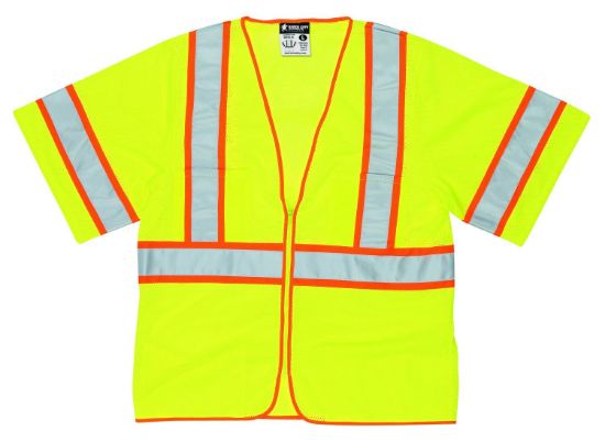 Picture of Mcr Safety Lum Class Iii Poly Meshvest W/3" Reflec Or/Silv Part# - Wccl3Lx3