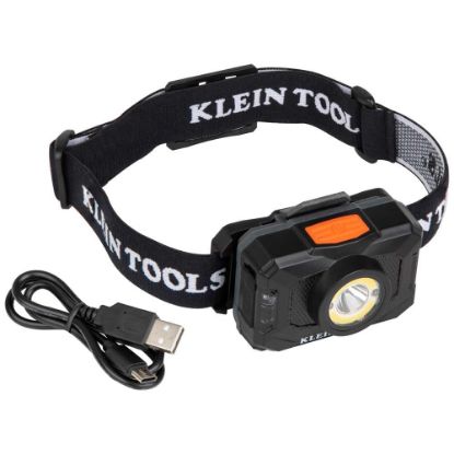 Picture of Klein Tools Rechargeable 2-Color Ledhdlmp W/Adj Strap Part# - 56414