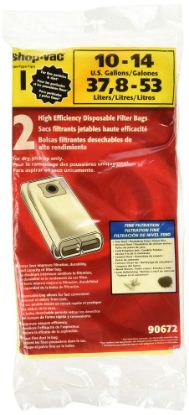 Picture of Shop-Vac® 10-14 Gallon High Efficiency Dry Filter Bags Part# - 9067233