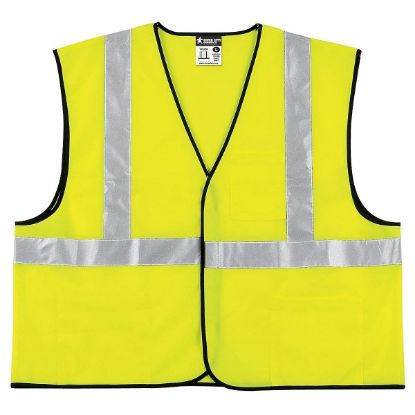 Picture of Mcr Safety Class Ii Solid Poly Fluorescent Lime Safety Vest Part# - Vcl2Slx2