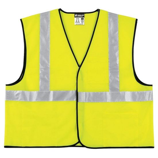 Picture of Mcr Safety Class Ii Solid Poly Fluorescent Lime Safety Vest Part# - Vcl2Slx2