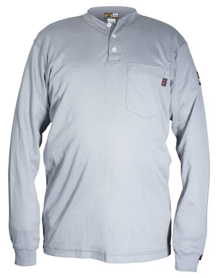 Picture of Mcr Safety Fr Long Sleeved Henley Max Comfort 100% Cot Gray Part# - H1Gl