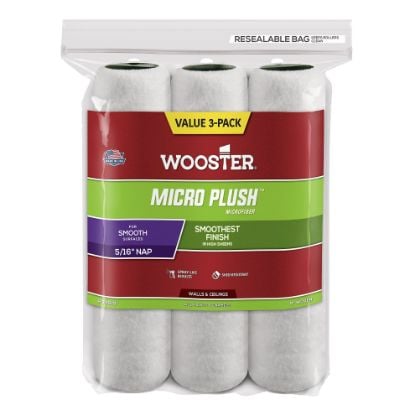 Picture of Wooster 9" Micro Plush 5/16" Nap3-Pk Roller Covers Part# - 00R3350090